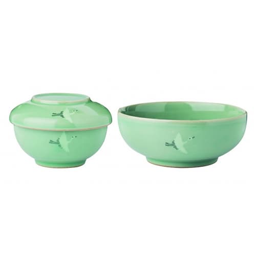 Gangjin Tamjin Celadon _Crane Pattern Celadon Bowl Set_